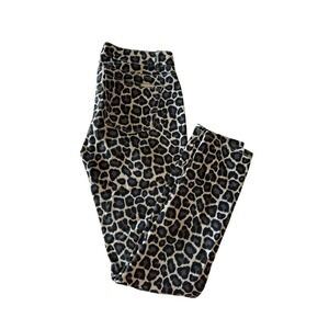 Michael Kors Leopard‎ Print Skinny Jeans Black Grey Silver Zip Pants Womens 2